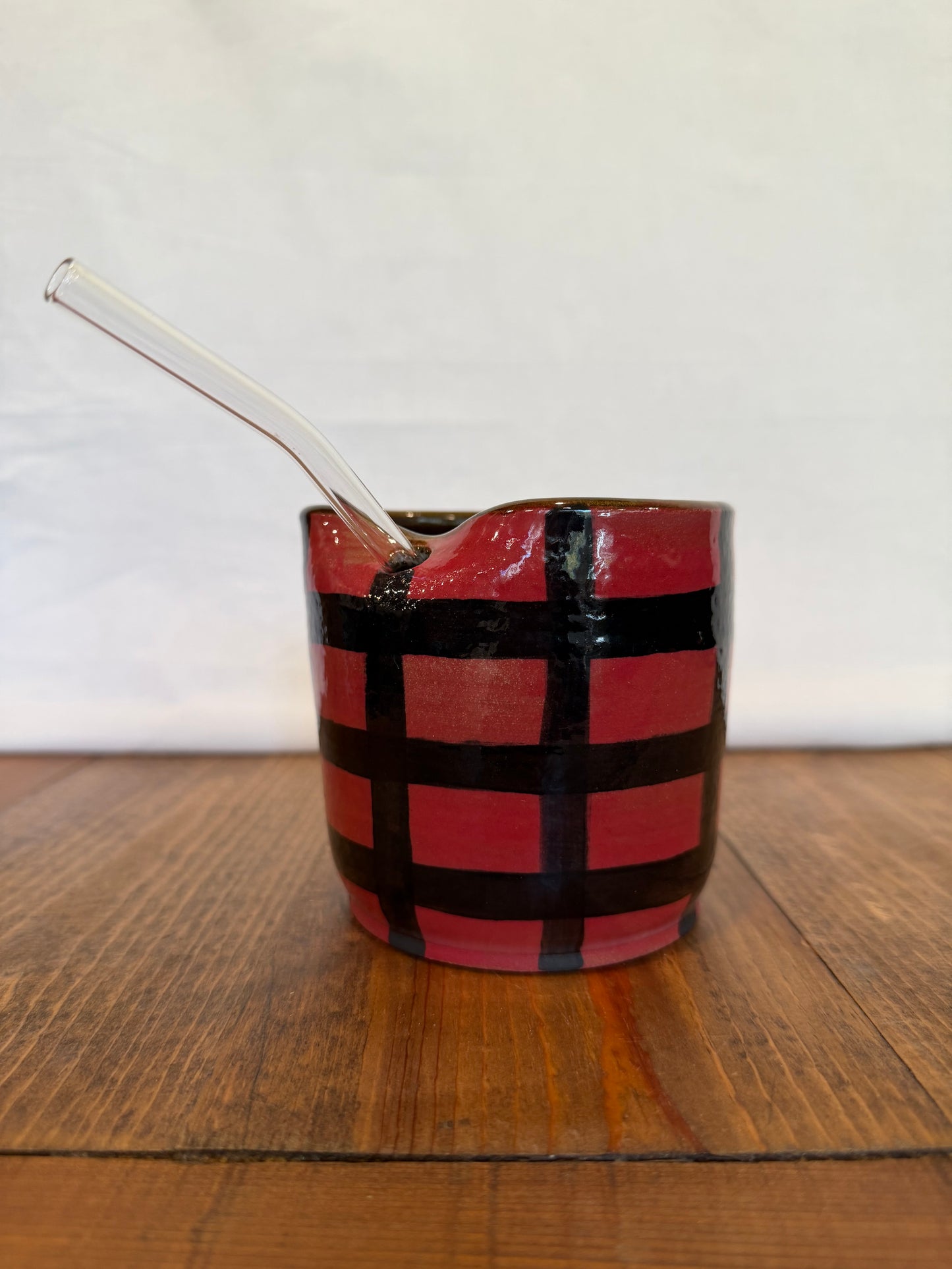 Plaid Straw Cup