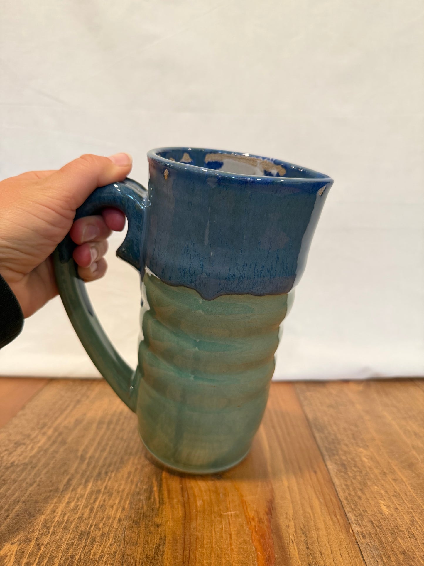 Tall Green Blue Pitcher