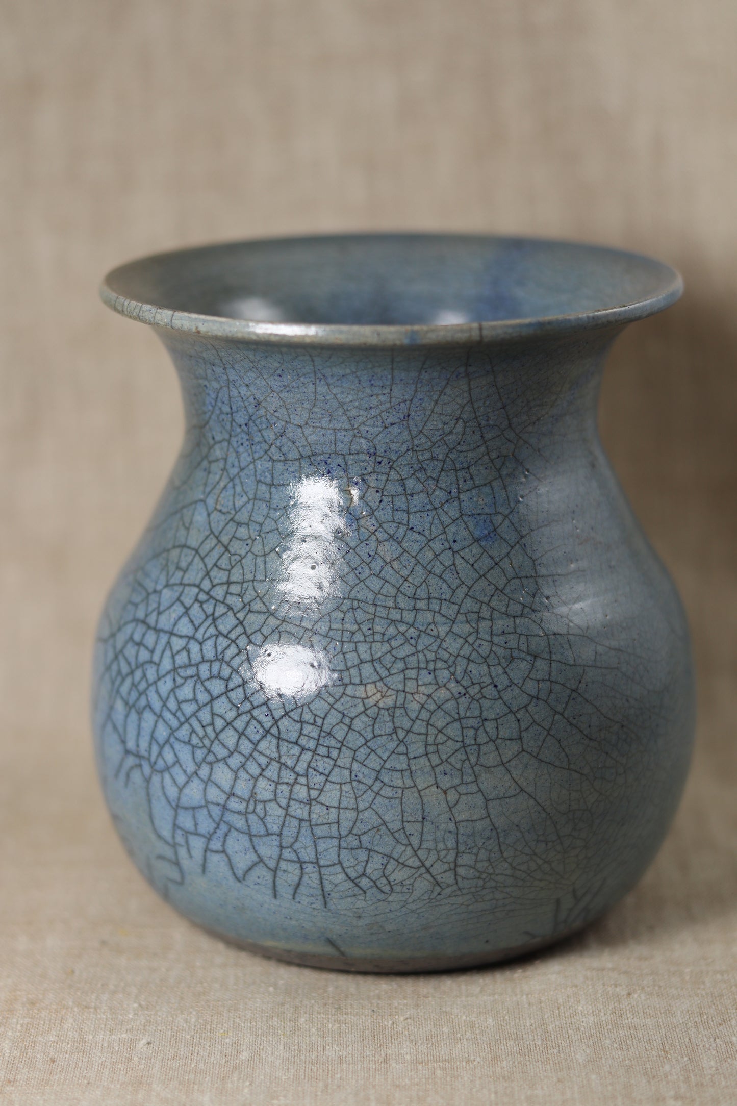 Blue Crackle Raku Vase