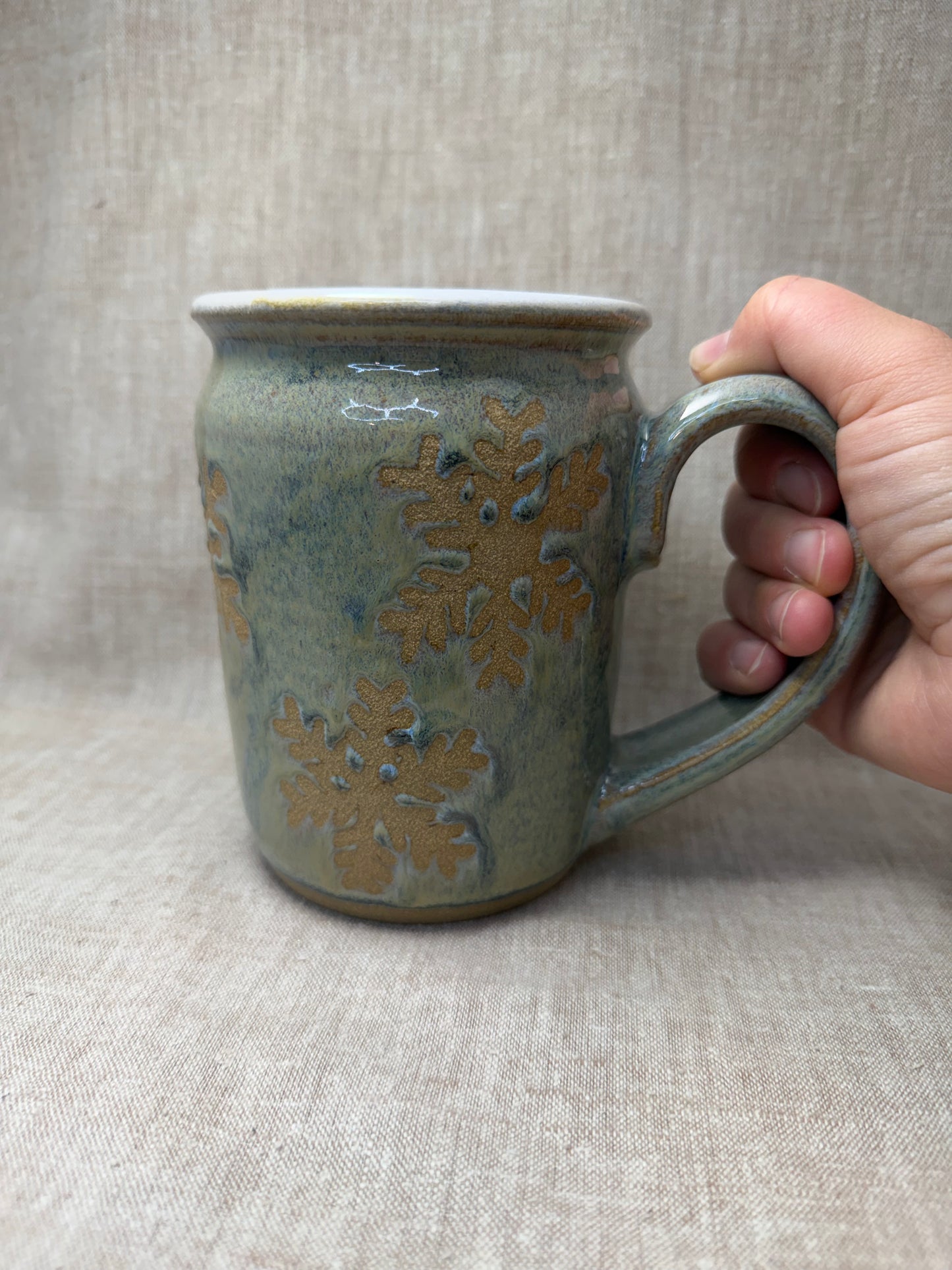 Creamy Blue Snowflake Mug