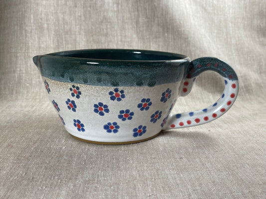 Teal Flower Pouring Mixing Bowl