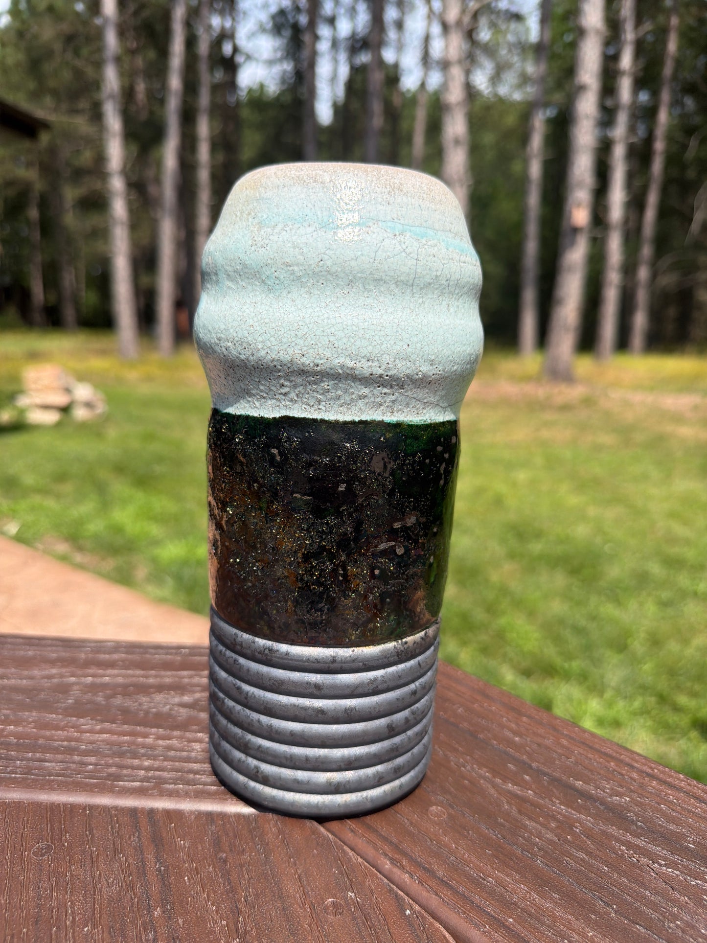 Three Part Raku Vase