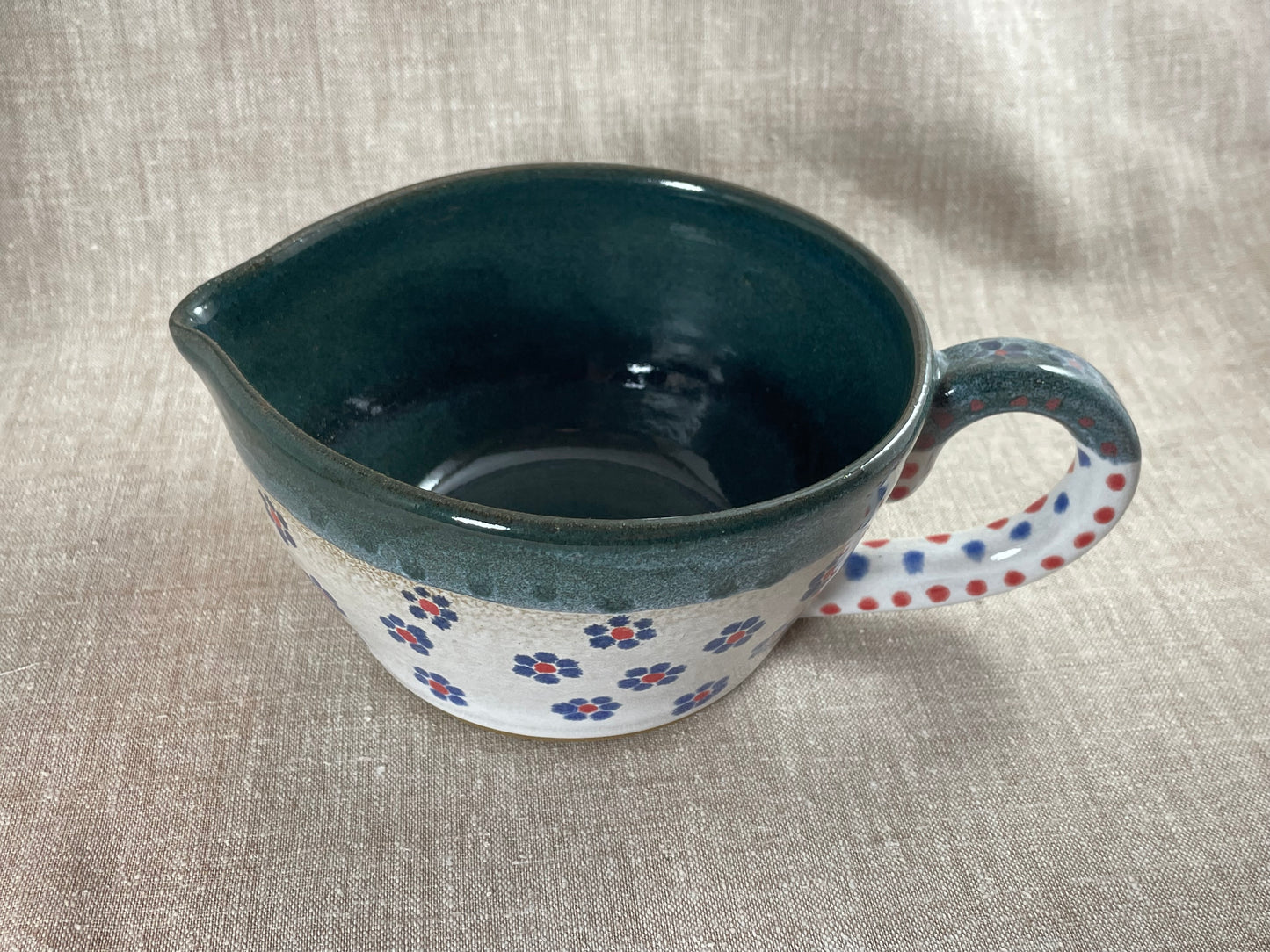 Teal Flower Pouring Mixing Bowl