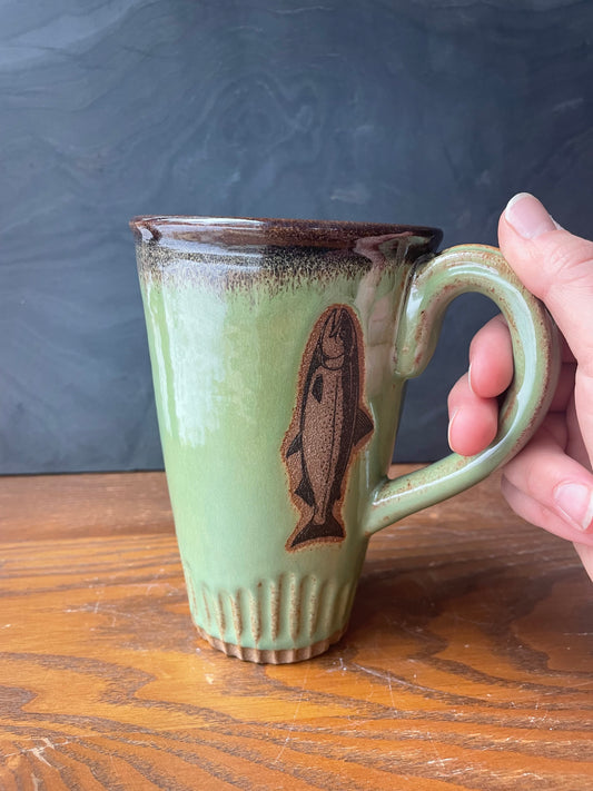 Green Trout Tall Mug