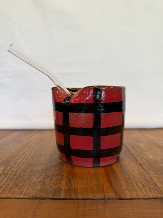 Plaid Straw Cup