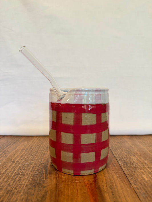 Plaid Straw Cup