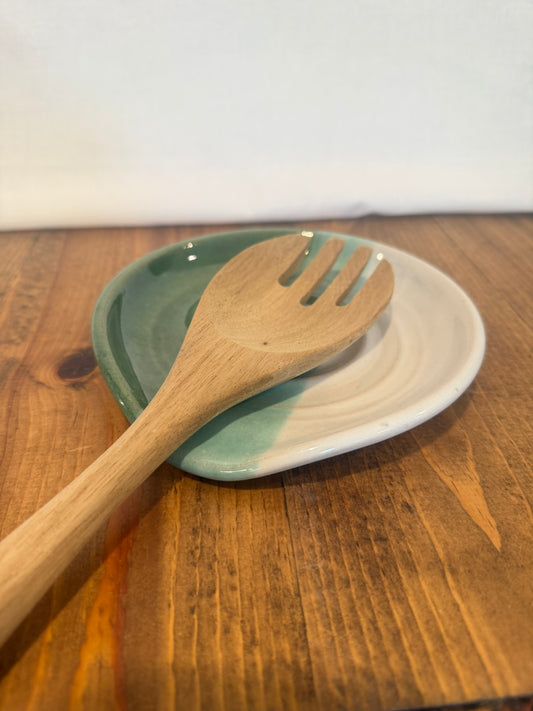 Green White Spoon Rest