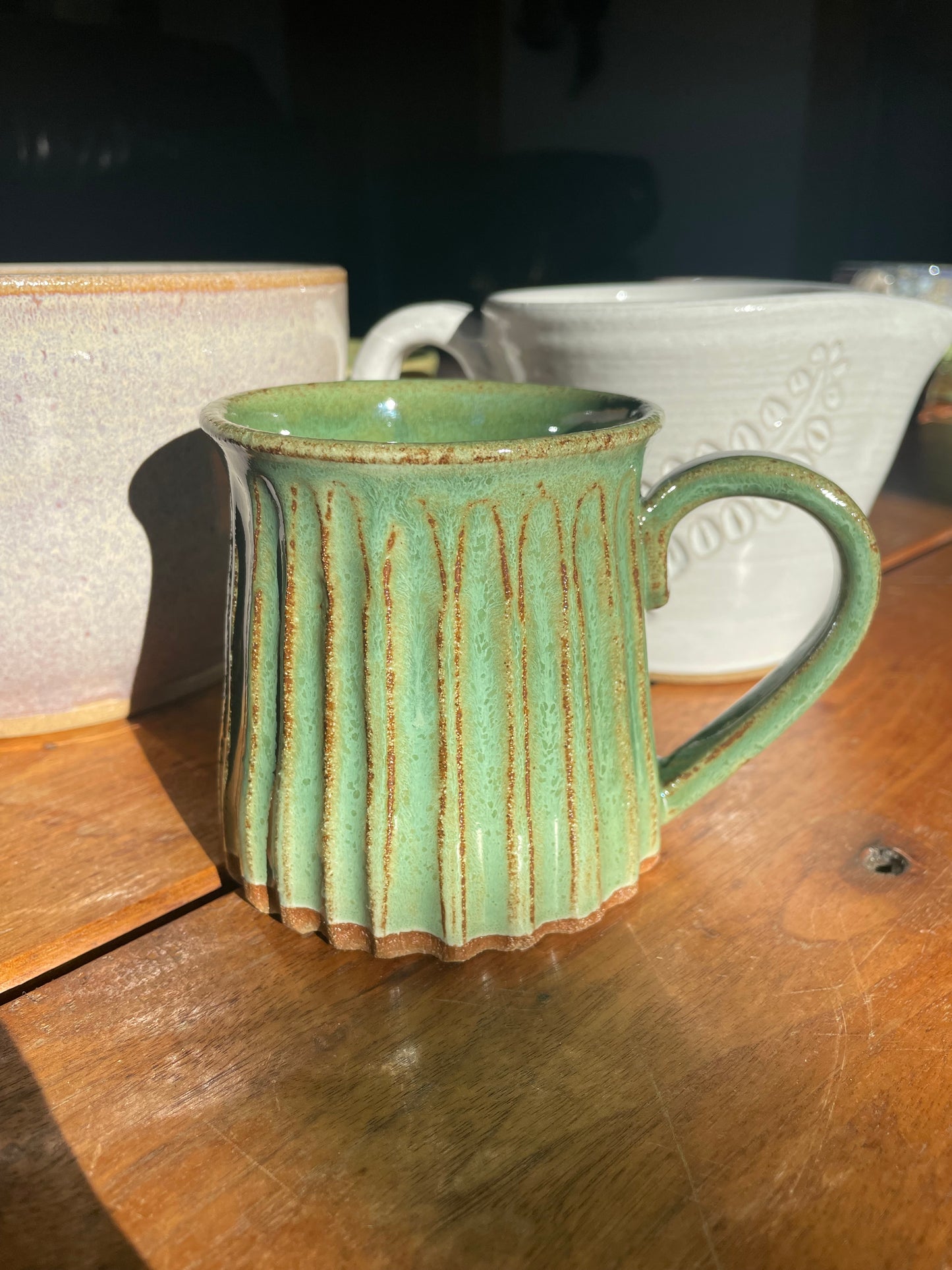 Green Fluted Mug