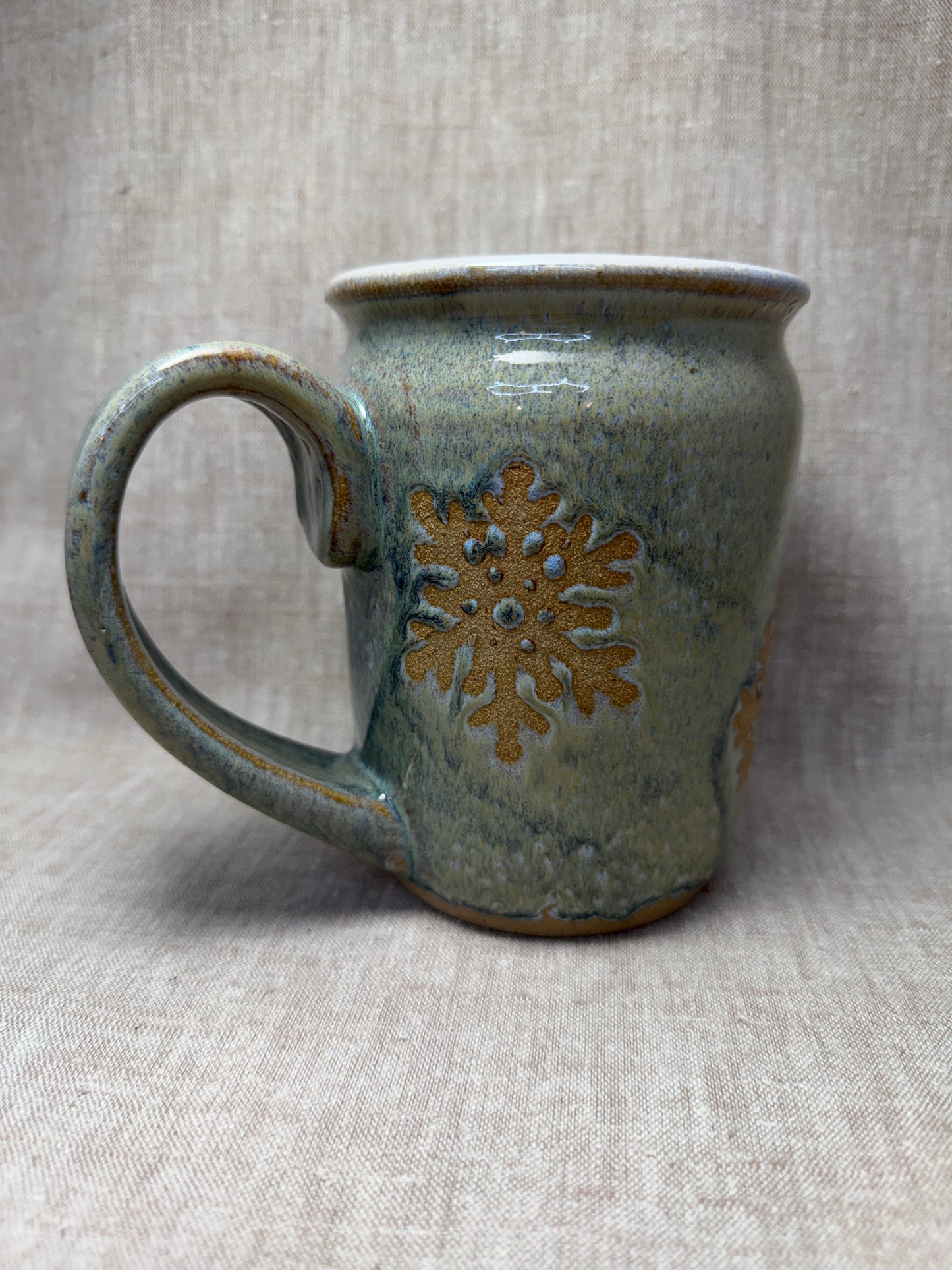 Creamy Blue Snowflake Mug