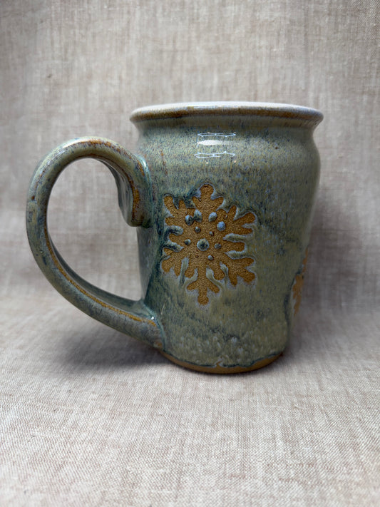 Creamy Blue Snowflake Mug