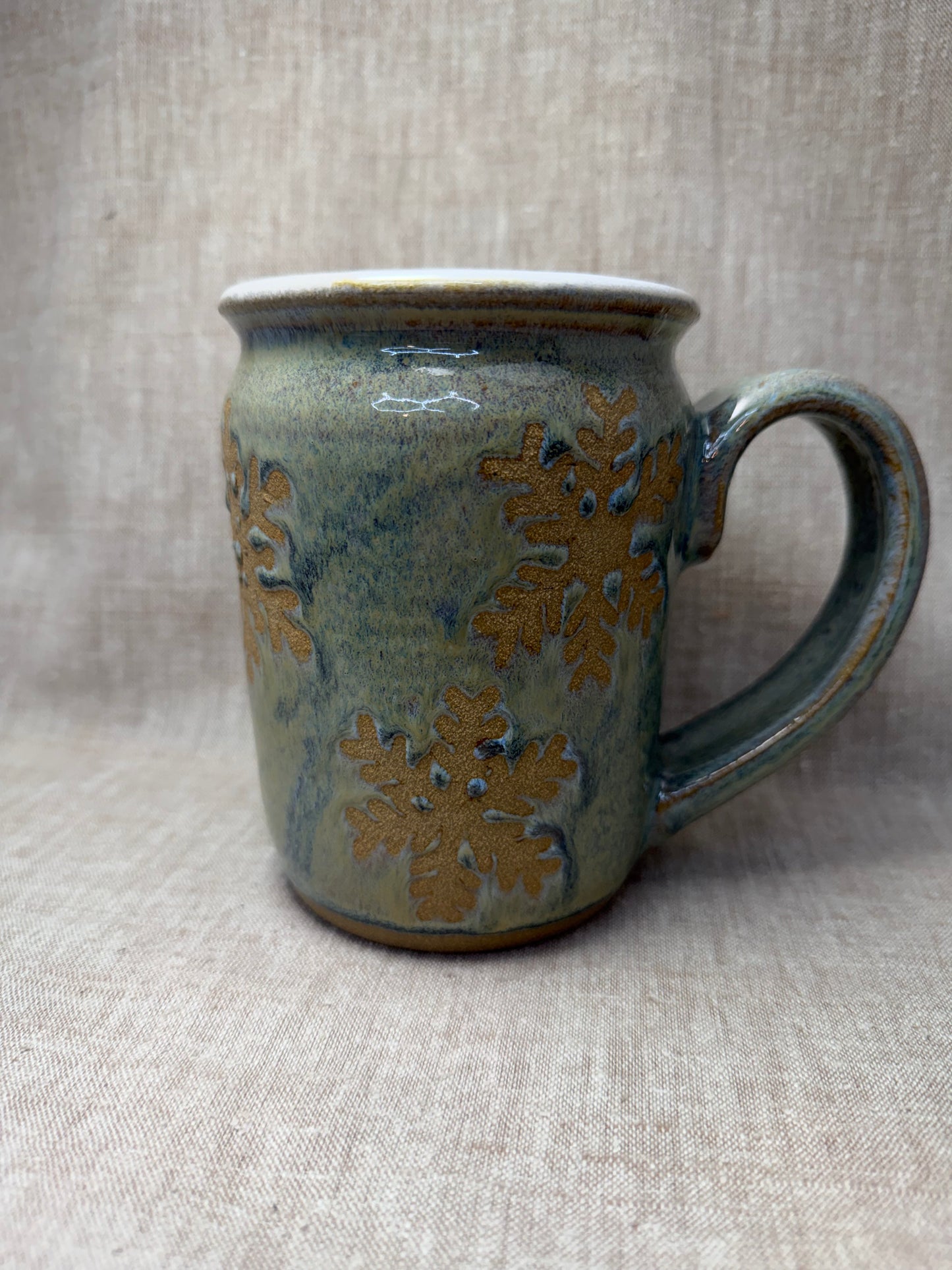 Creamy Blue Snowflake Mug