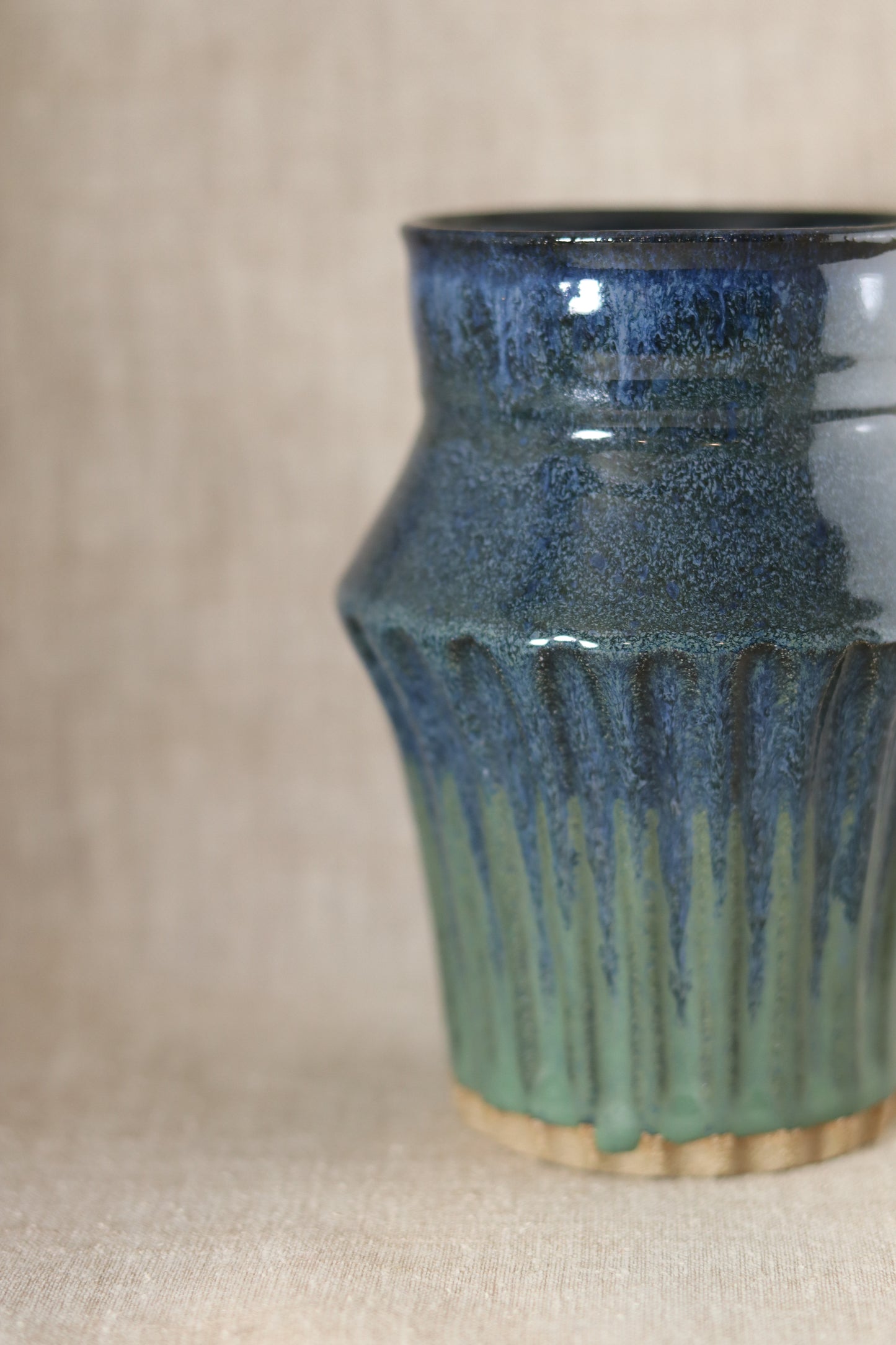 Fluted Blue Vase