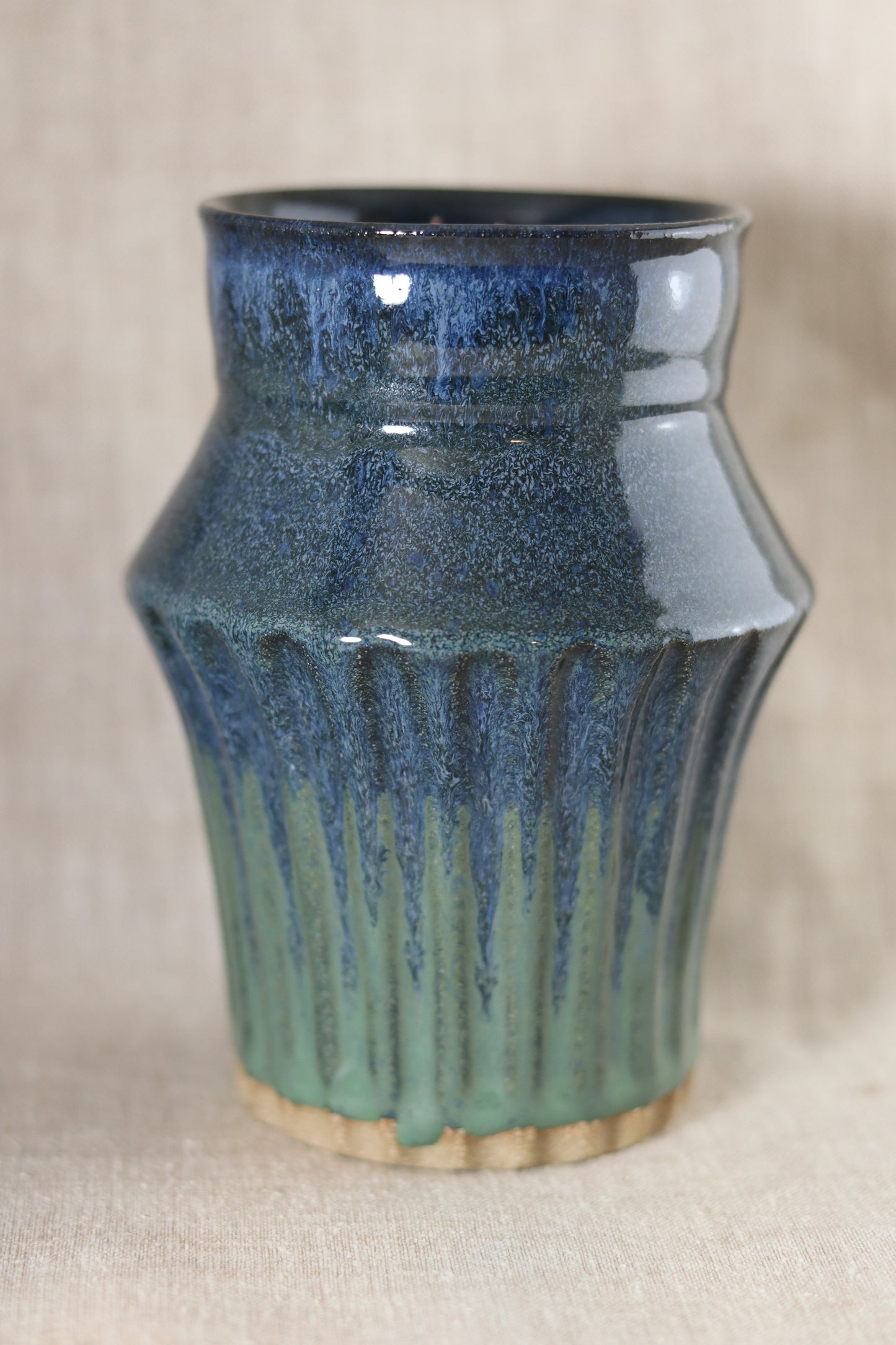 Fluted Blue Vase