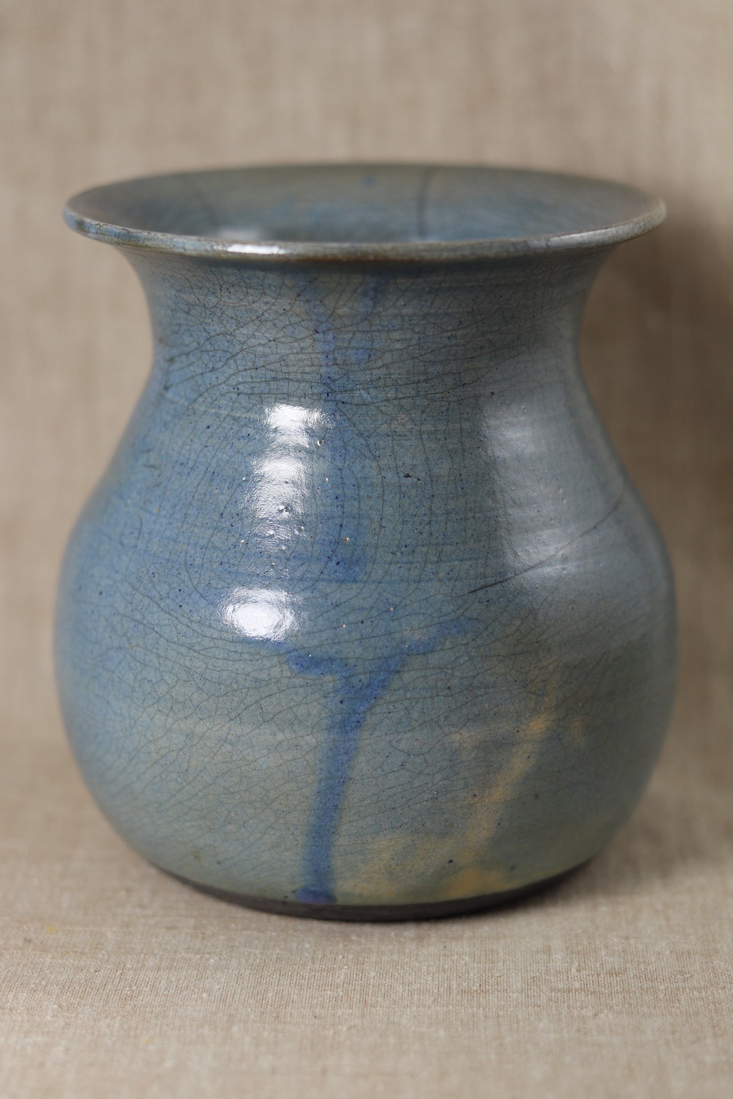 Blue Crackle Raku Vase