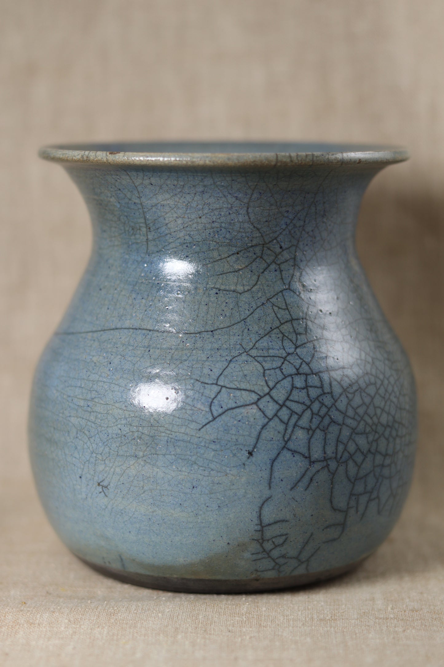 Blue Crackle Raku Vase