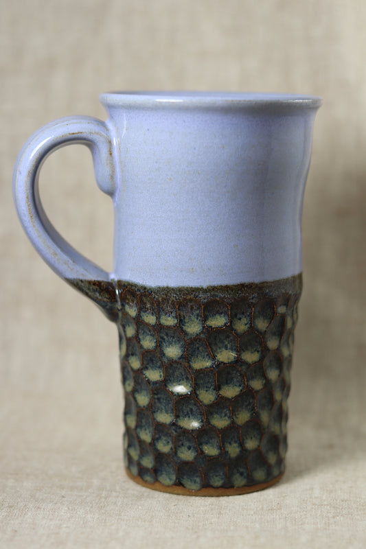 Tall Blue Hammered Mug