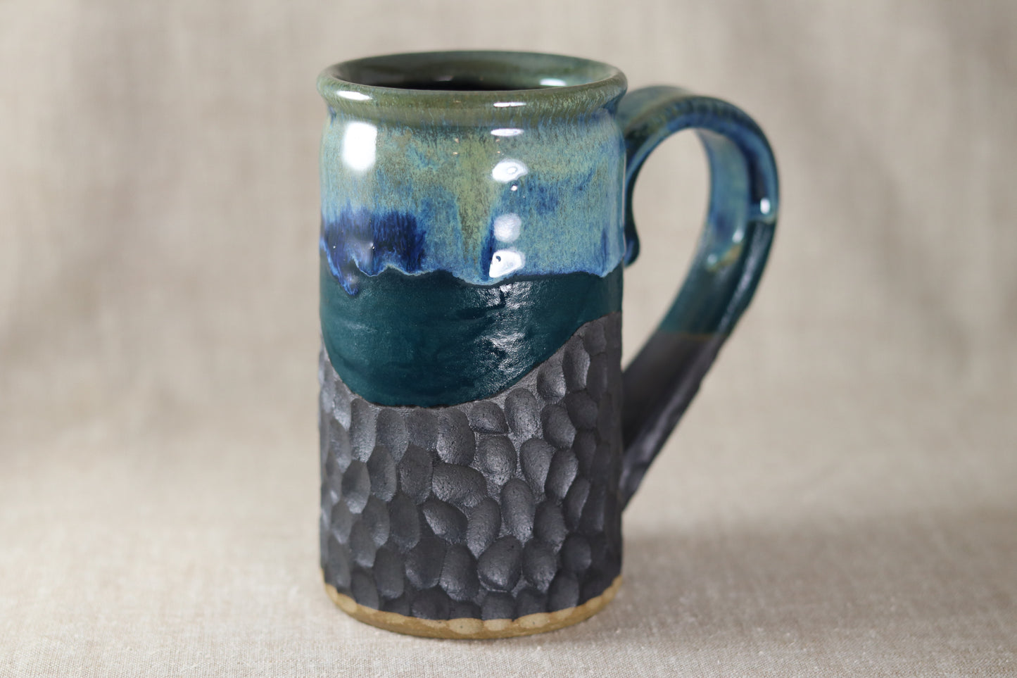 Carved Blue Drippy Mug