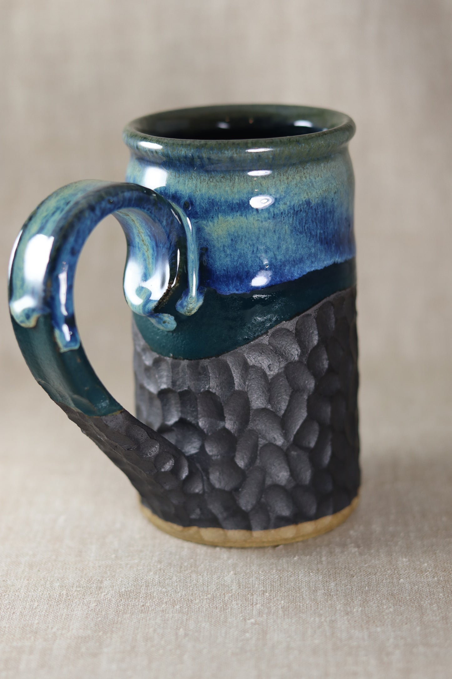 Carved Blue Drippy Mug