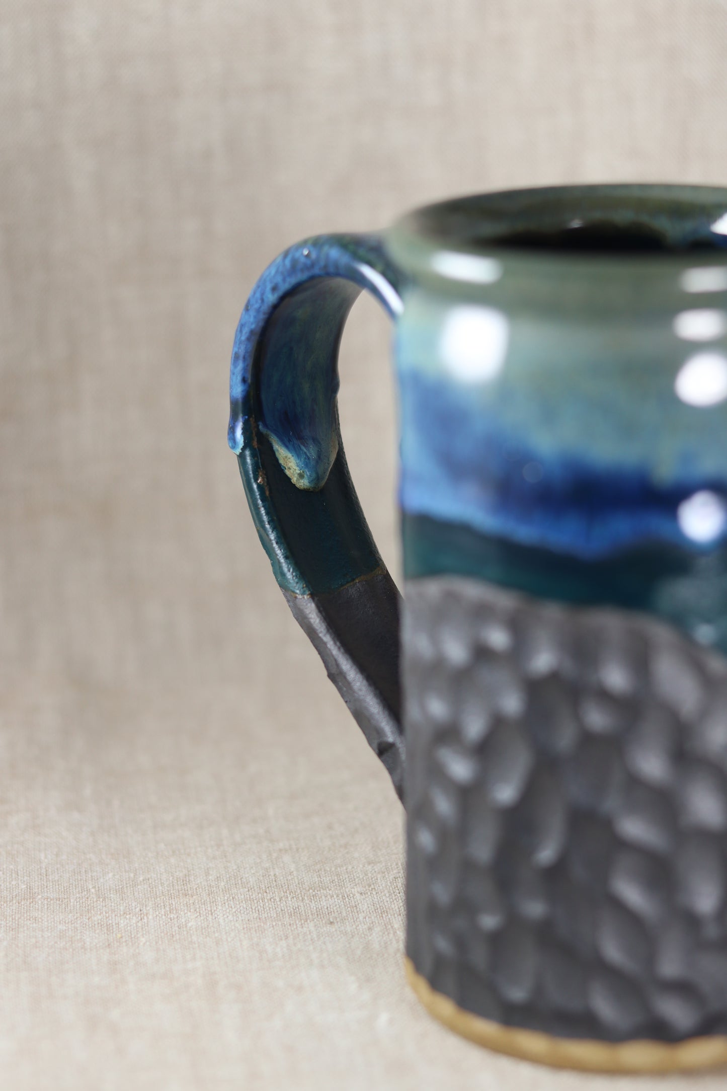 Carved Blue Drippy Mug